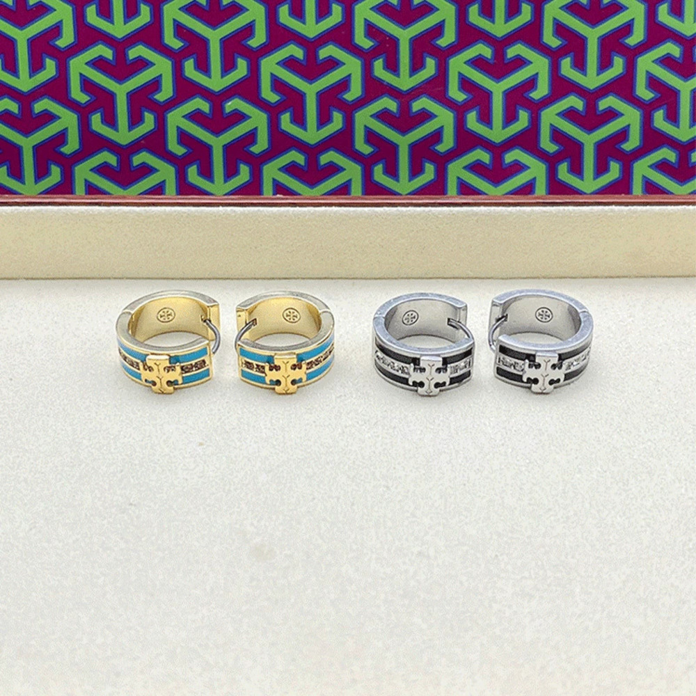 Tory Burch Earrings Double Round Enamel